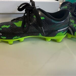 Kids Black and Green Soccer Cleats